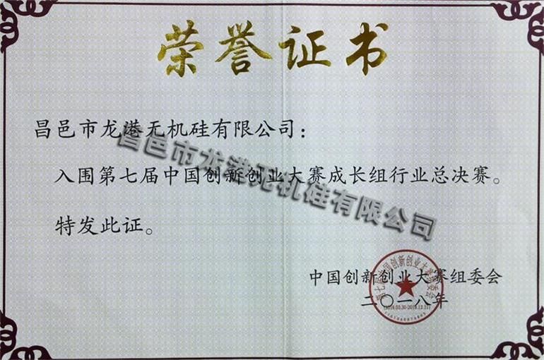 中國(guó)創(chuàng)新創(chuàng)業(yè)大賽全國(guó)總決賽入圍證書(shū)